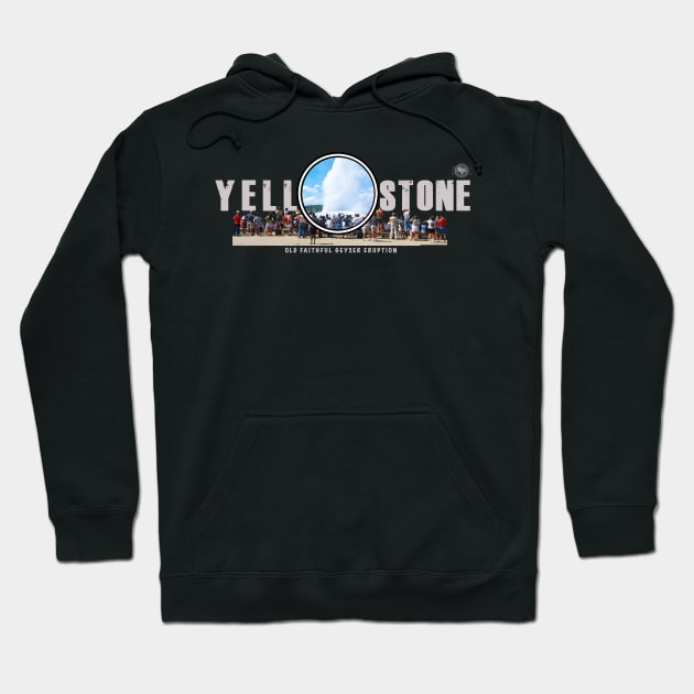 Crowd Watching Old Faithful Geyser Erupt, Yellowstone National Park - dark Hoodie by Smyrna Buffalo